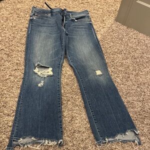 MOTHER Women's Distressed crop kick Dark Blue